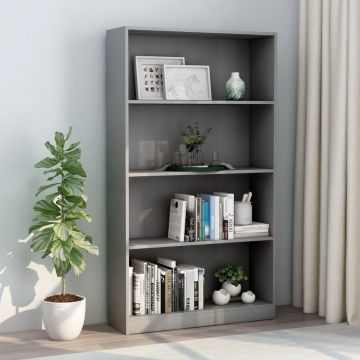 vidaXL Boekenkast met 4 schappen 80x24x142 cm bewerkt hout grijs