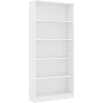 vidaXL Boekenkast met 5 schappen 80x24x175 cm bewerkt hout wit