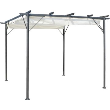 vidaXL Pergola met uitschuifbaar dak 3x3 m staal crémewit