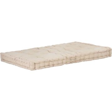 vidaXL Palletvloerkussen 120x80x10 cm katoen beige