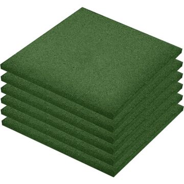 vidaXL Valtegels 6 st 50x50x3 cm rubber groen