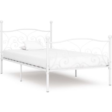 vidaXL Bedframe met lattenbodem metaal wit 100x200 cm