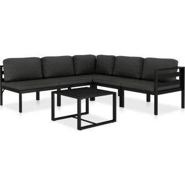 vidaXL 6-delige Loungeset met kussens aluminium antraciet