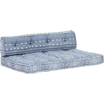 vidaXL Bankkussen pallet stof patchwork indigo