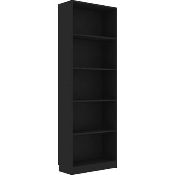 vidaXL Boekenkast met 5 schappen 60x24x175 cm bewerkt hout zwart