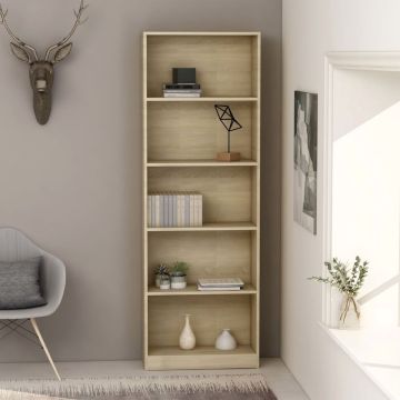 vidaXL Boekenkast met 5 schappen 60x24x175 cm bewerkt hout sonoma eik