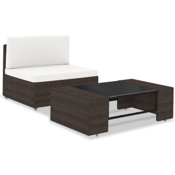 vidaXL 2-delige Loungeset poly rattan bruin