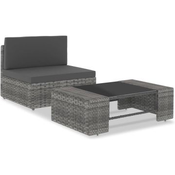 vidaXL 2-delige Loungeset poly rattan grijs