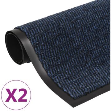 vidaXL Droogloopmatten 2 st rechthoekig getuft 40x60 cm blauw