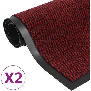 vidaXL Droogloopmatten 2 st rechthoekig getuft 80x120 cm rood