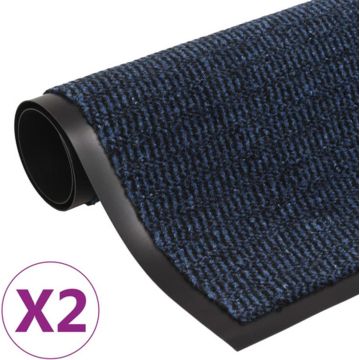 vidaXL Droogloopmatten 2 st rechthoekig getuft 80x120 cm blauw