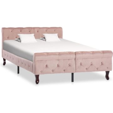 vidaXL Bedframe fluweel roze 120x200 cm