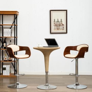 vidaXL Barstoelen 2 st gebogen hout en kunstleer crème