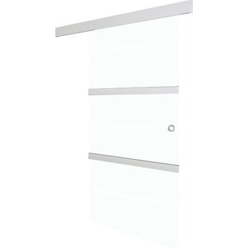 vidaXL Schuifdeur 102,5x205 cm ESG-glas en aluminium zilverkleurig