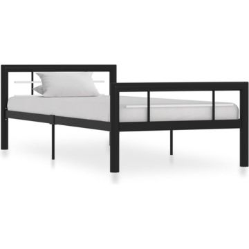 vidaXL Bedframe metaal zwart en wit 100x200 cm