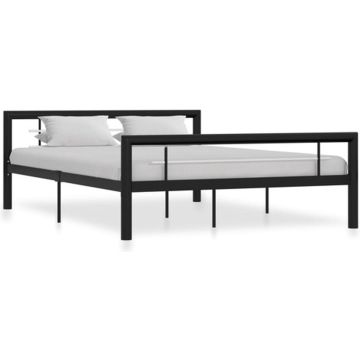 vidaXL Bedframe metaal zwart en wit 120x200 cm