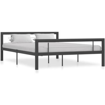 vidaXL Bedframe metaal grijs en wit 160x200 cm