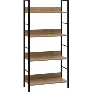 vidaXL Boekenkast 4 schappen 60x27,6x124,5 cm spaanplaat eikenkleurig