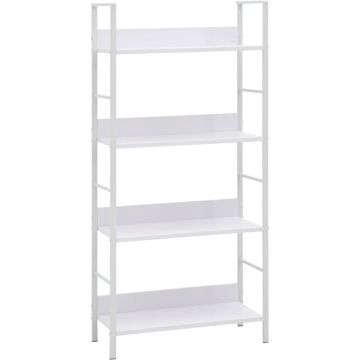 vidaXL Boekenkast met 4 schappen 60x27,6x124,5 cm spaanplaat wit