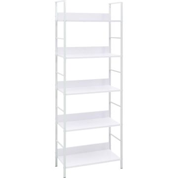 vidaXL Boekenkast 5 schappen 60x27,6x158,5 cm spaanplaat wit