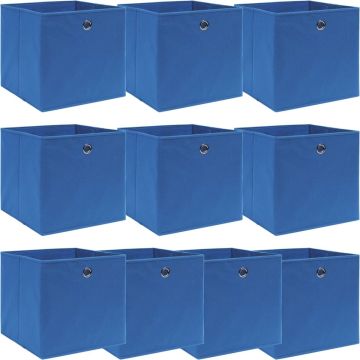 vidaXL Opbergboxen 10 st 32x32x32 cm stof blauw