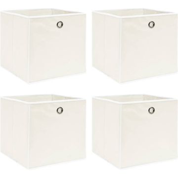 vidaXL Opbergboxen 4 st 32x32x32 cm stof wit