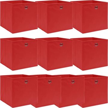 vidaXL Opbergboxen 10 st 32x32x32 cm stof rood