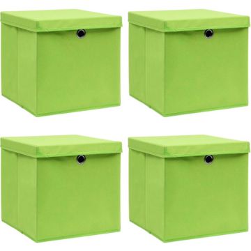 vidaXL Opbergboxen met deksels 4 st 32x32x32 cm stof groen