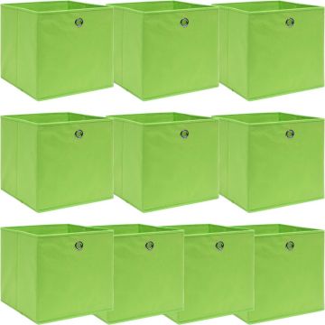 vidaXL Opbergboxen 10 st 32x32x32 cm stof groen