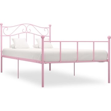 vidaXL Bedframe metaal roze 100x200 cm