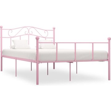 vidaXL Bedframe metaal roze 140x200 cm