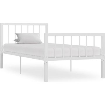 vidaXL Bedframe metaal wit 90x200 cm