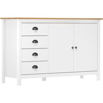 vidaXL Dressoir Hill 79x40x80 cm massief grenenhout wit