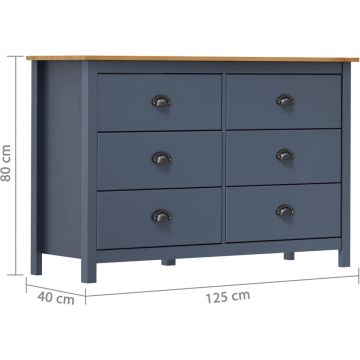 vidaXL Dressoir Hill 125x40x80 cm massief grenenhout grijs