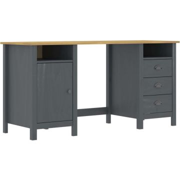 vidaXL Bureau Hill 150x50x74 cm massief grenenhout grijs