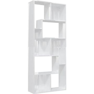 vidaXL Boekenkast 67x24x161 cm spaanplaat hoogglans wit