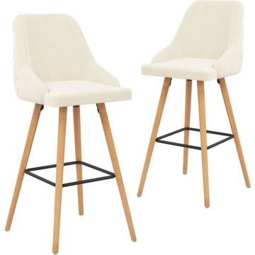 vidaXL Barstoelen 2 st fluweel crème