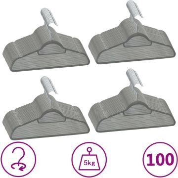 vidaXL 100-delige Kledinghangerset anti-slip fluweel grijs