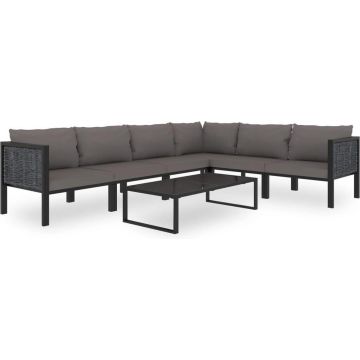 vidaXL 7-delige Loungeset met kussens poly rattan antraciet