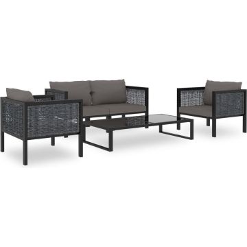 vidaXL 5-delige Loungeset met kussens poly rattan antraciet