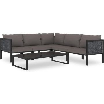 vidaXL 6-delige Loungeset met kussens poly rattan antraciet