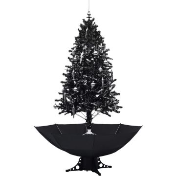 vidaXL Kerstboom sneeuwend met paraplubasis 190 cm PVC zwart