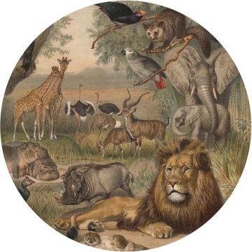 WallArt-Behangcirkel-Animals-of-Africa-190-cm