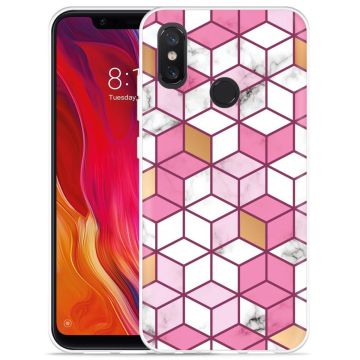 Xiaomi Mi 8 Hoesje Pink-gold-white Marble