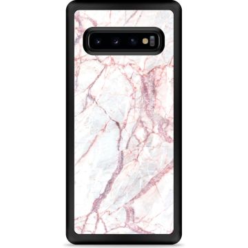 Galaxy S10 Hardcase hoesje White Pink Marble