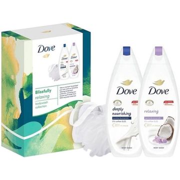 Geschenkset Dove Blissfully Relaxing Douchgel 2x + Puff