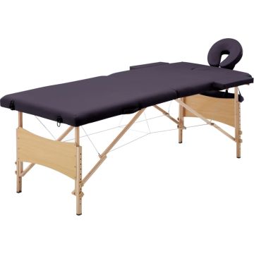 vidaXL Massagetafel inklapbaar 2 zones hout paars