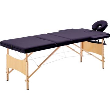 vidaXL Massagetafel inklapbaar 3 zones hout paars