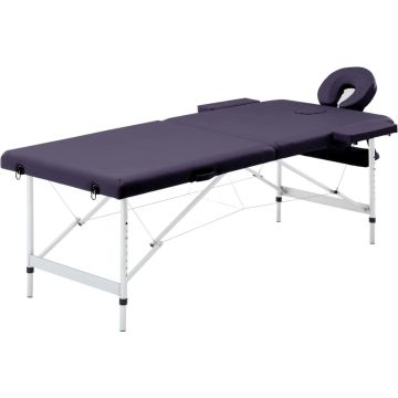 vidaXL Massagetafel inklapbaar 2 zones aluminum paars