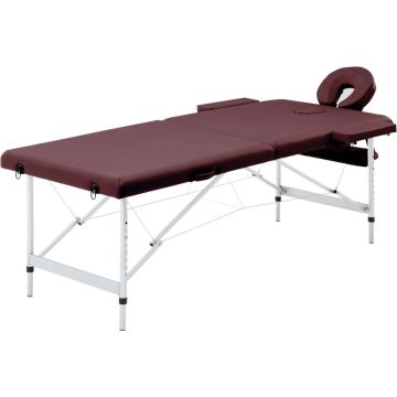 vidaXL Massagetafel inklapbaar 2 zones aluminum wijnpaars